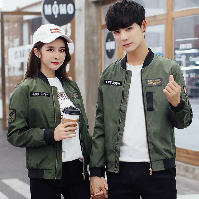 Bomber Jacket Men Fashion Casual Windbreaker Couple Outfit Spring and Autumn New Hot Outwear Stand Slim Military Embroidery