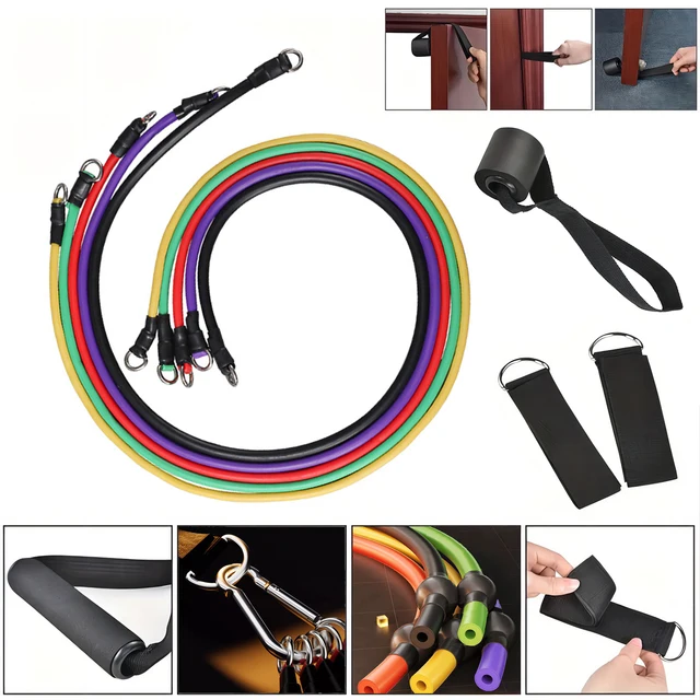 Set Bandes Élastiques Musculation - 5 Tubes Fitness - Poignées Et Sangles
