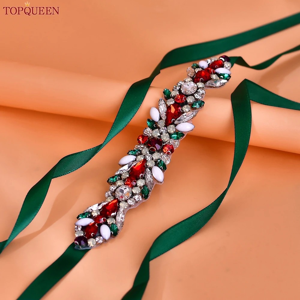 

TOPQUEEN Colorful Gemstone Bridal Belt Jewelry Applique for Wedding Sash Women Party Dress Accessories Bridesmaid Belt S477