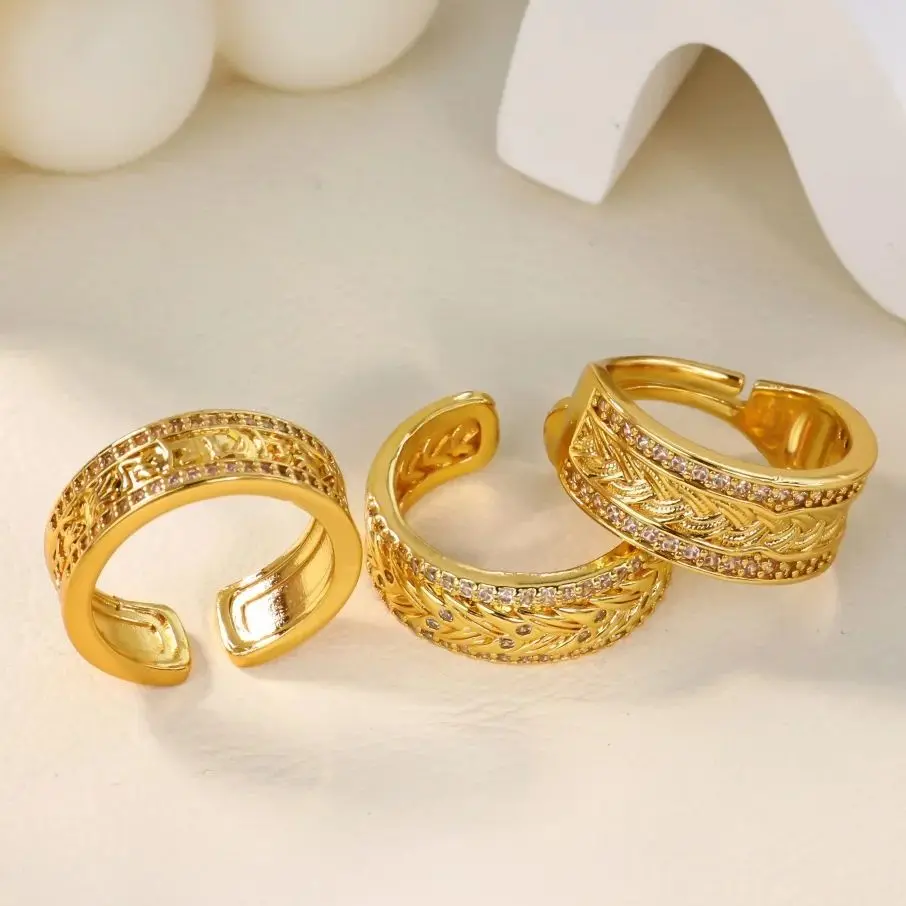 Zircon Geometric Rings for Women Gold Color Stainless Steel Ring