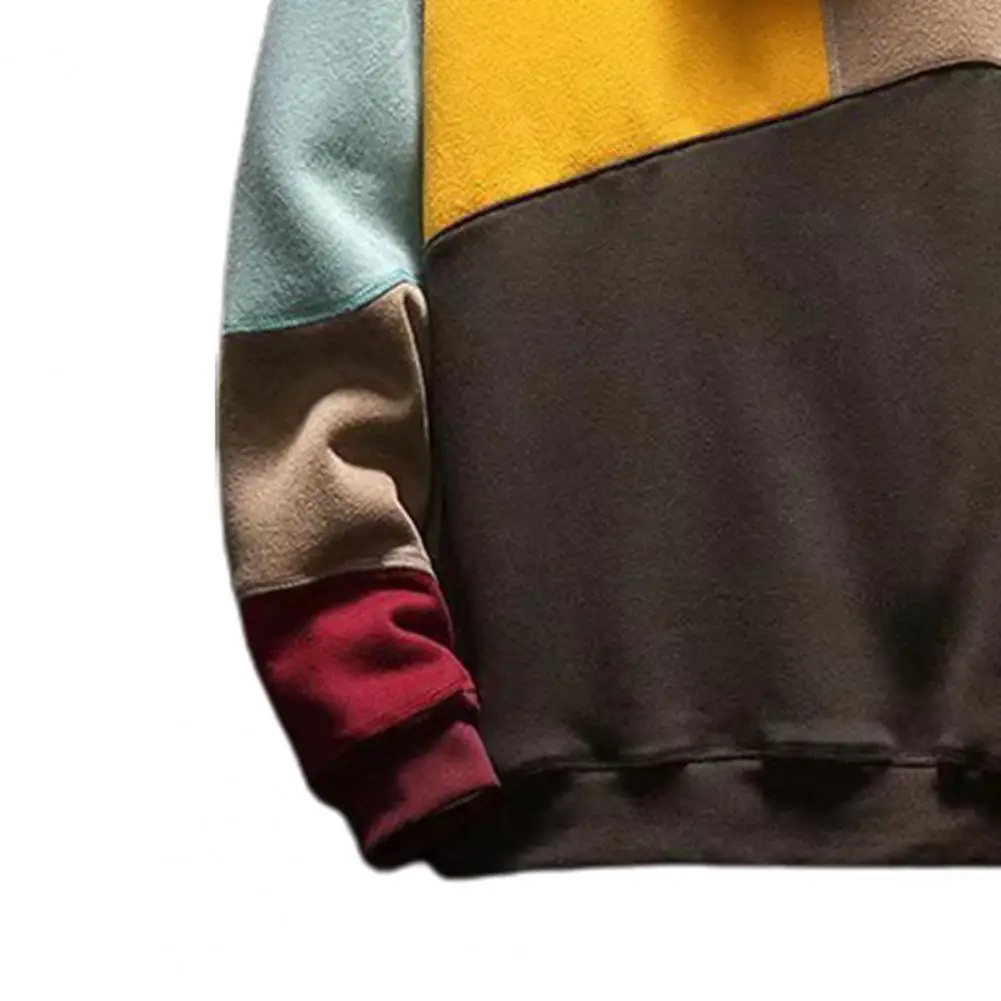 Men Autumn Hoodie Color Matching Thin Fleece - Image 5