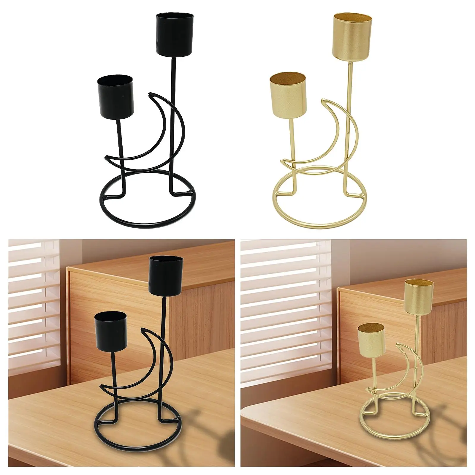 Pillar Candle Holder Decoration Candelabra Desktop Metal Candlestick for Dining Room Fireplace Halloween Wedding Anniversary