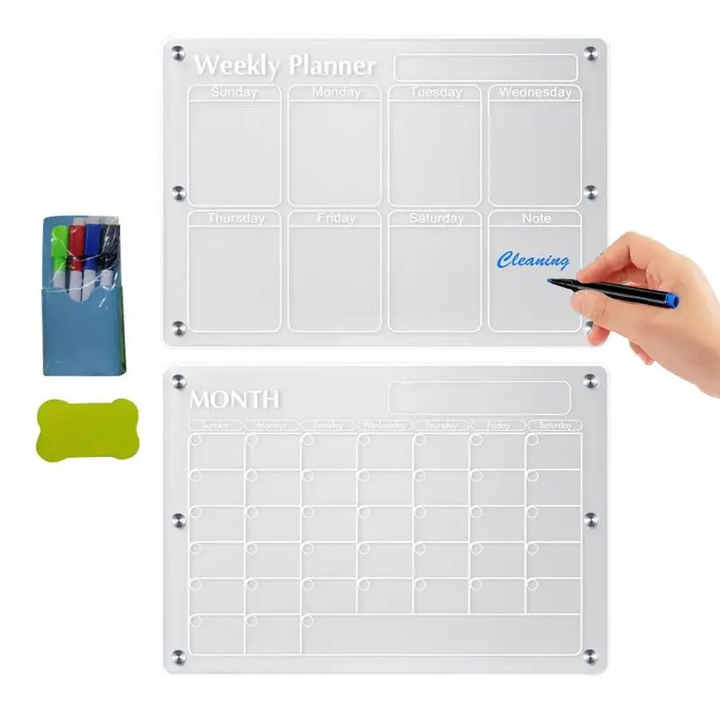 

Magnetic Acrylic Board For The Refrigerator Fridge Magnets Calendar Daily Weekly Planner Dry Erase Schedule Board To Do List