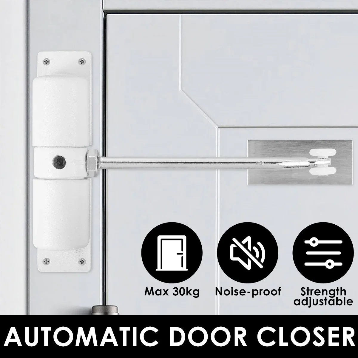 Automatic Door Closer Metal Safety Spring Door Closer Spring Adjustable Durable Convert Hinged to Self-Closing door closer