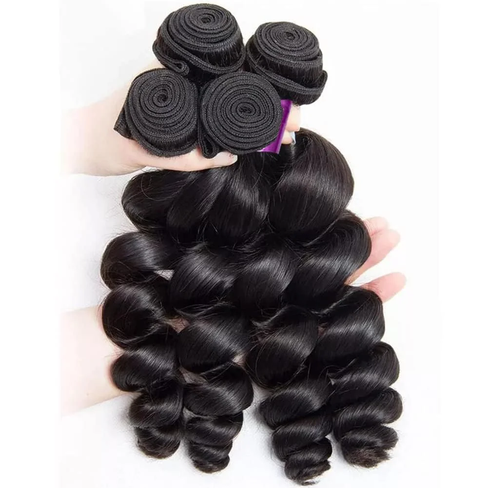30 36 Inch 4 Bundles Deals Weft Brazilian Loose Wave Raw Virgin Unprocessed Human Hair Water Curly Extensions