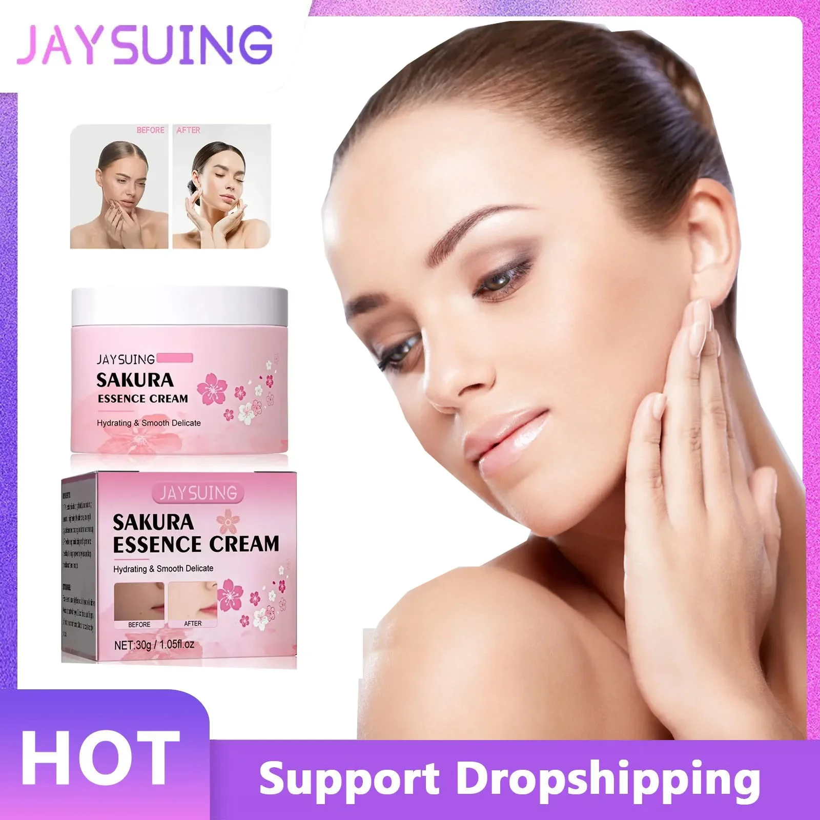 Whitening Face Cream Brighten Fade Dark Spots Nourishing Dry Skin Improve Dullness Shrink Pores Smooth Skin Cherry Blossom Cream