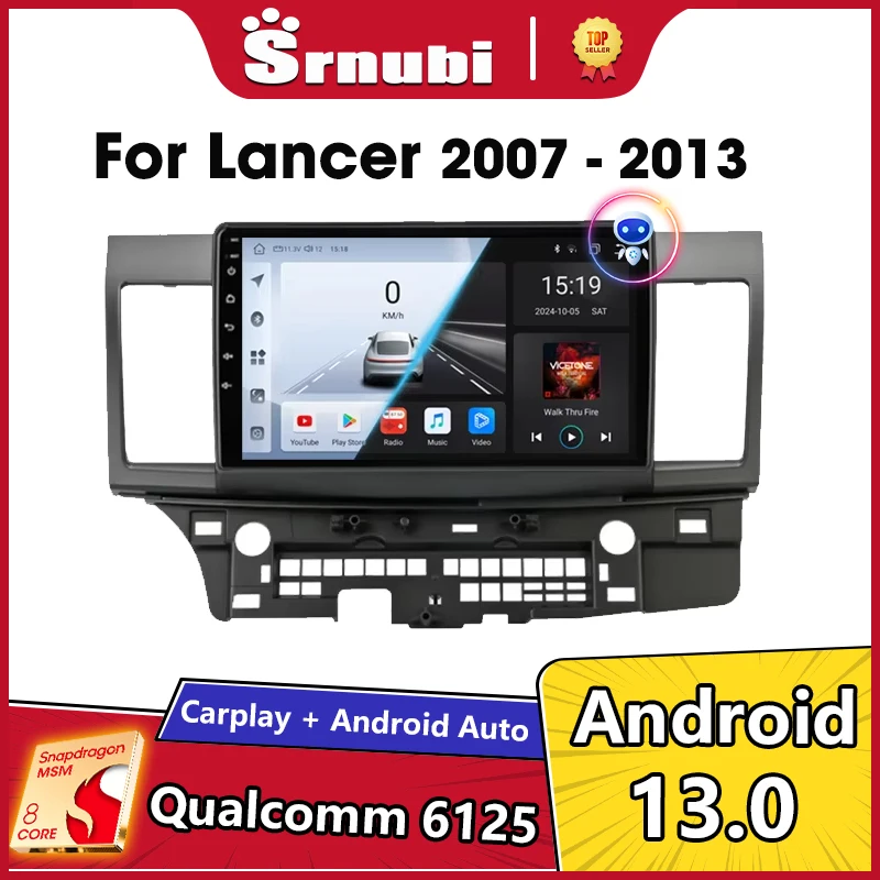 Srnubi 안드로이드 13 Carplay 자동차 라디오 미쓰비시 랜서 10 CY 2007 - 2017 멀티미디어 비디오 플레이어 2 Din GPS IPS 4G 스테레오 DVD