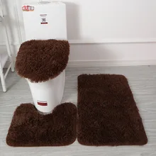 

3Pcs/set Bathroom Bath Mat Set Soft Fluff Shower Carpet Non-slip Floor Mats for Bathroom Bedroom Toilet Rugs Toilet Lid Cover