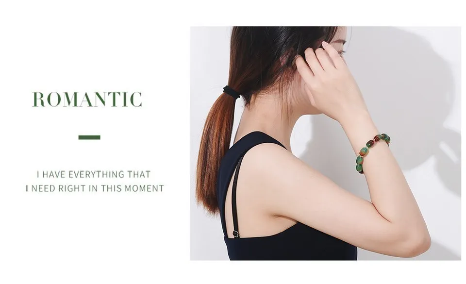 Jd Naturstein bunte grüne Pfau Achat Charm Armband Frauen elegante Fassform Heilung Armreifen Paare Schmuck Geschenk – Detail 7