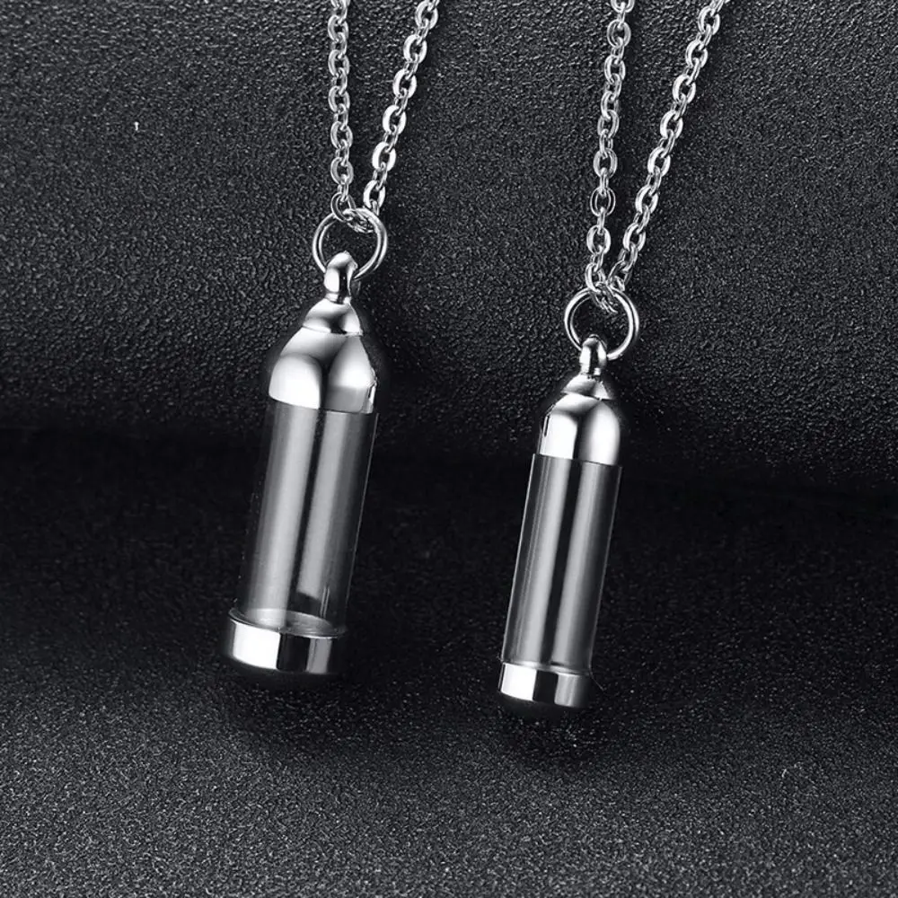 

Can Open Perfume Bottle Gift Stainless Steel Urn Necklace Hollow Tube Necklaces Ashes Cremation Memorial Pendants