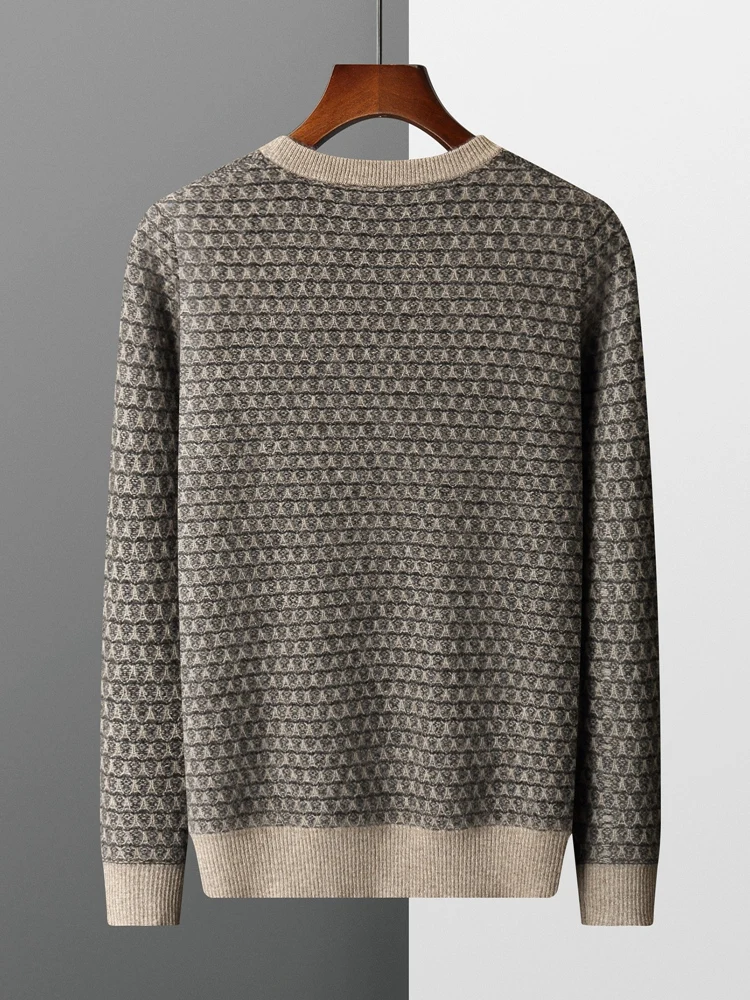 Zocept Winter High Quality Natural Cashmere Sweater for Men Casual Vintage Korean Knitted Jacquard Thick Warm Sweater Pullover 2