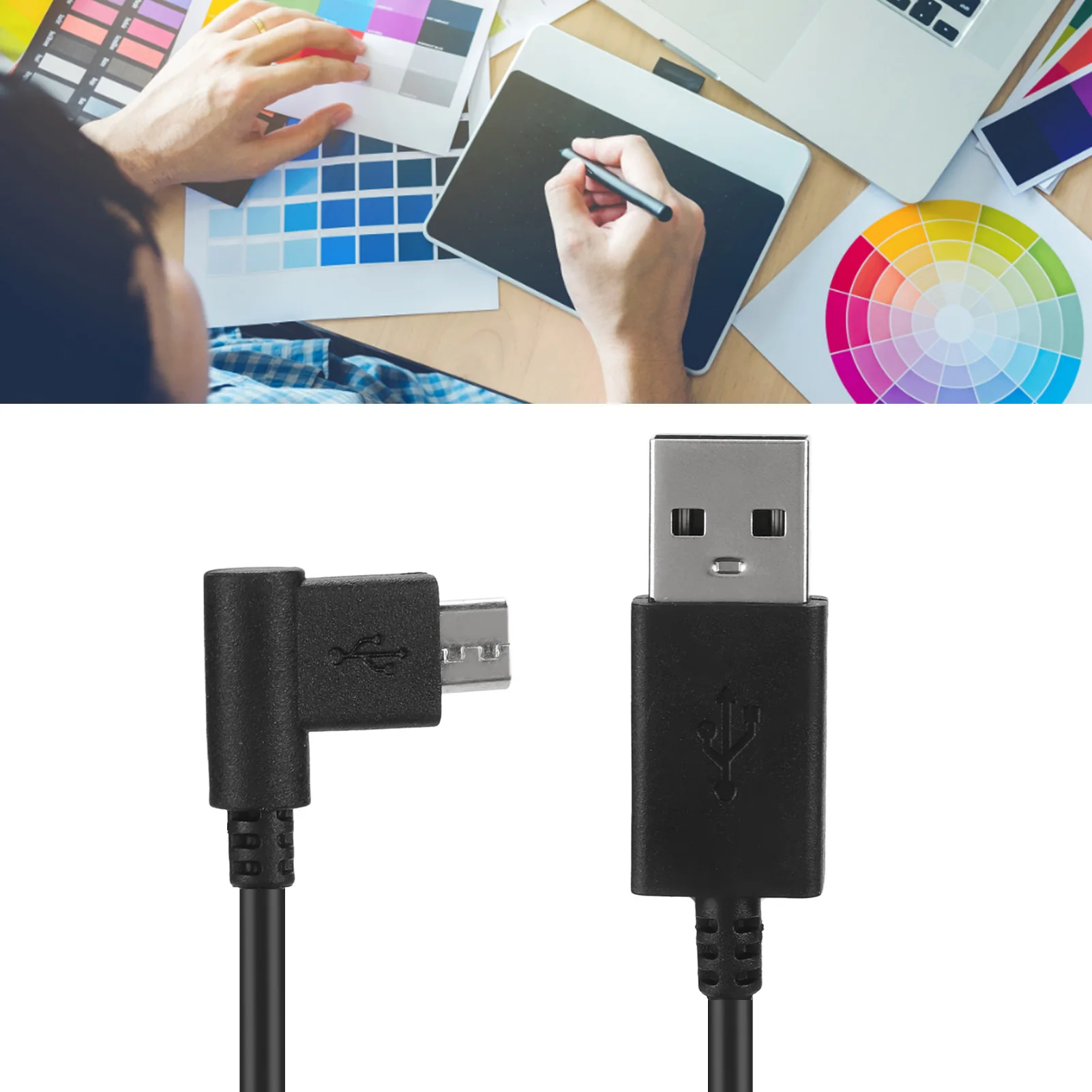 Drawing Tablet Cable 5.9ft Long PVC Nickel Plated Rustproof Durable USB Cable for Wacom Intuos CTL472 672 CTH480 490 690