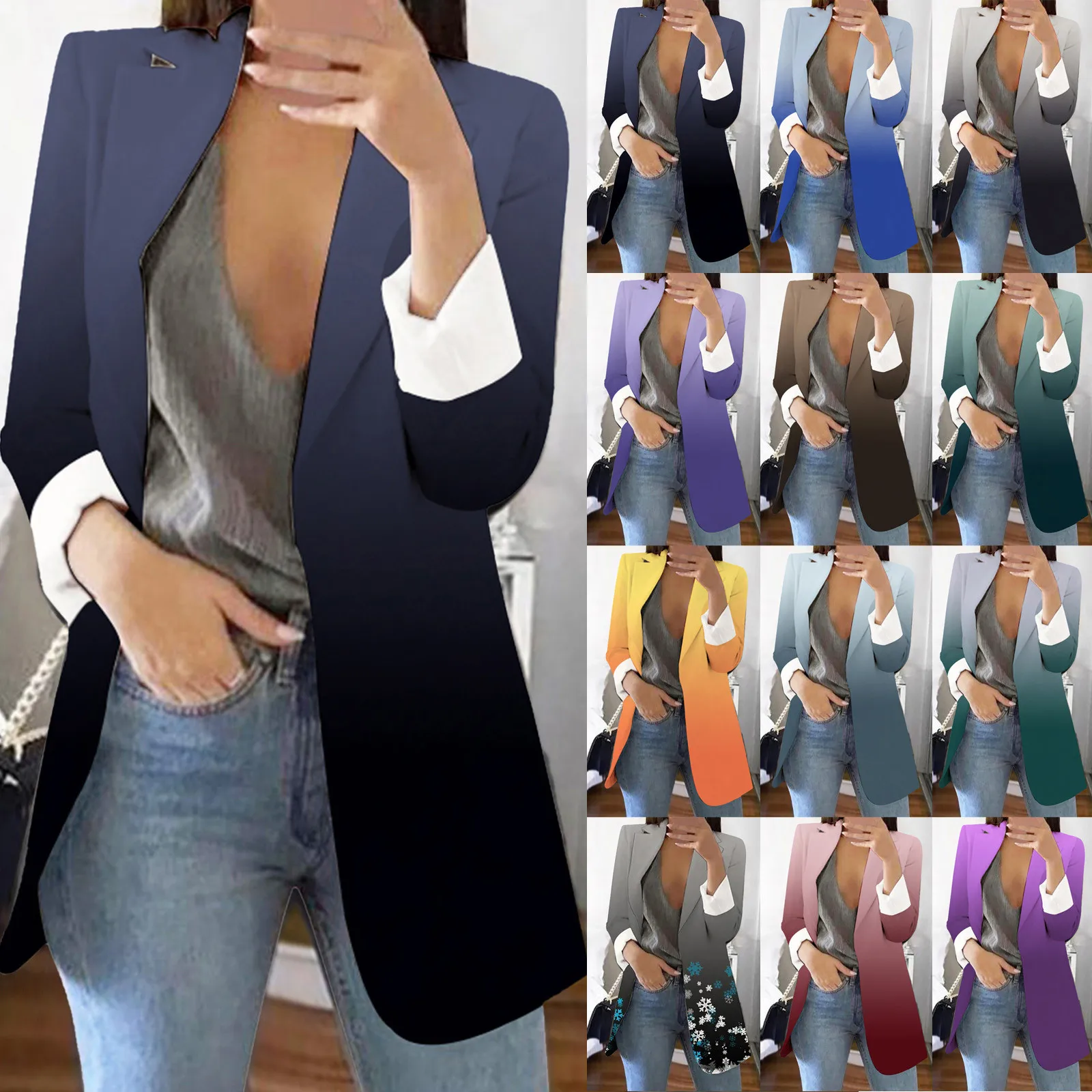 

Женский кардиган с принтом, официальный костюм, деловая офисная куртка с длинными рукавами и лацканами, элегантная Популярная Корейская верхняя одежда, Новинка