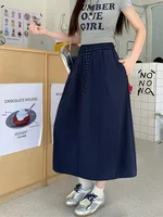 Plus Size Skirt Women 2025 Summer New Fashionable High Elastic Waist A Line Skirt Korean Style Casual Long Skirt Woman - Image 5