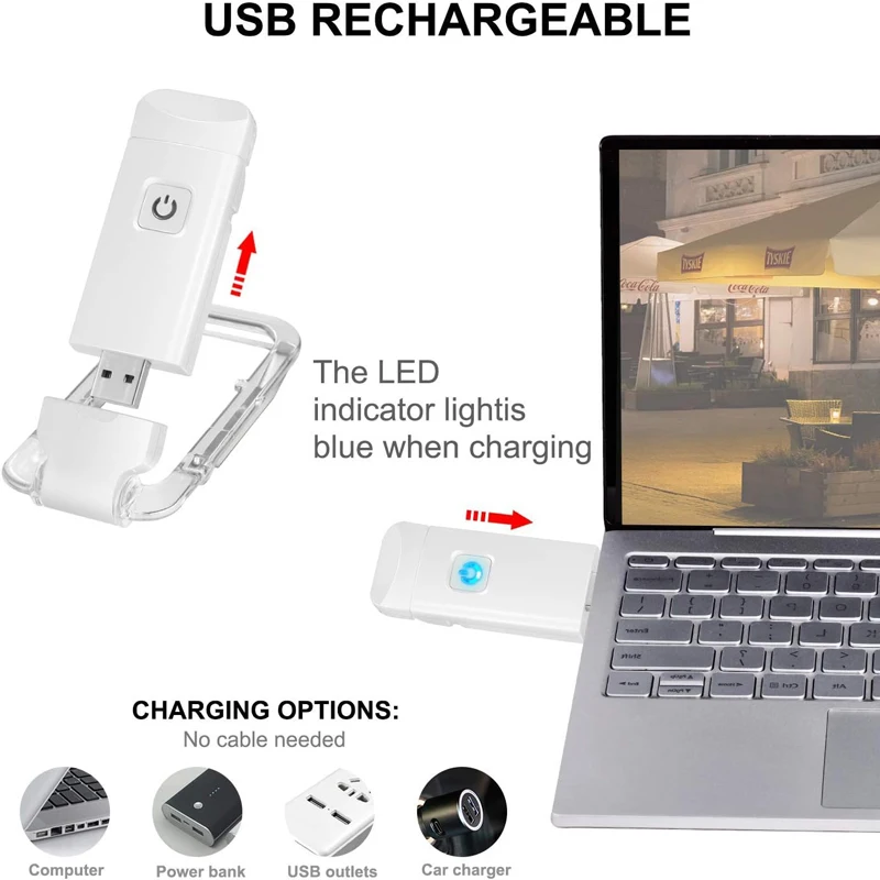 LED USB Rechargeable Book Light Reading Light Eye Protection Night Portable Clip Desk Bookmark