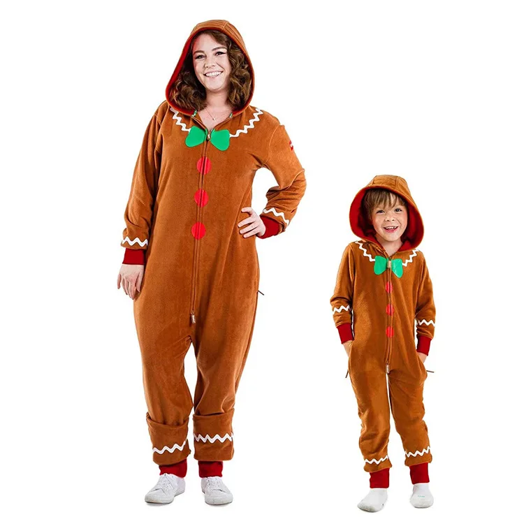 

Unisex Family Adult Gingerbread Cozy Jumpsuit Christmas Kids Toddler Cute Gingerbread Cookie Costume