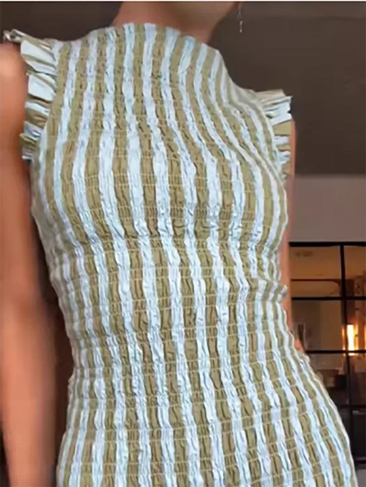 Fashion Half High Collar Vacation Long Dress Casual Sleeveless Draped Bohemian Dress Elegant Hight Waist Slim Swing Party Dress 1