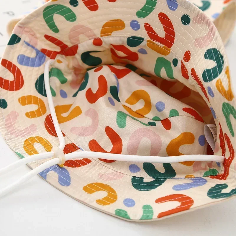 Kids Bucket Hat Double Sided Baby Cute Letter Embroidered Fisherman Panama Summer Sun Hat