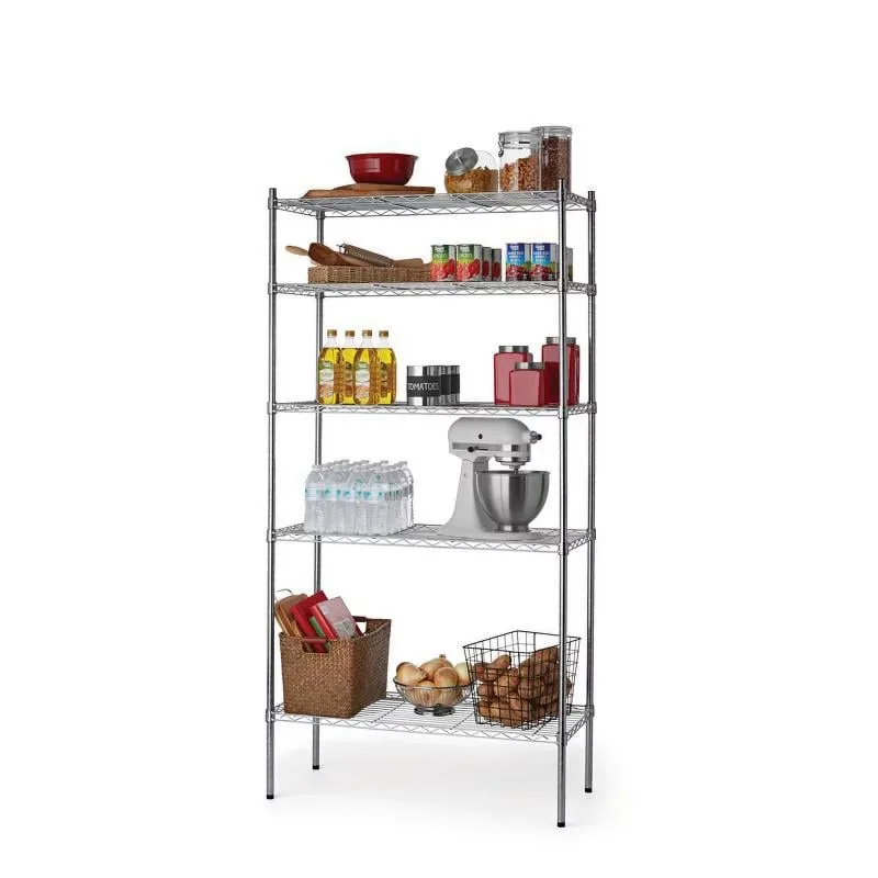 

Hyper Tough Steel 5-Tier Storage Shelf Unit 72"H X 36"W X 16"D, 1750lb Total Capacity, Chrome Shelf