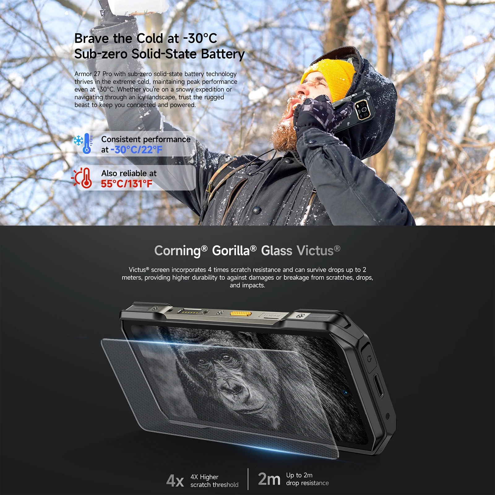 Ulefone Armor 27 Pro 24GB+256GB 10600mAh Smartphone 50MP Camera 64MP Night 6.78'' Android 14 NFC 5G Rugged Phone