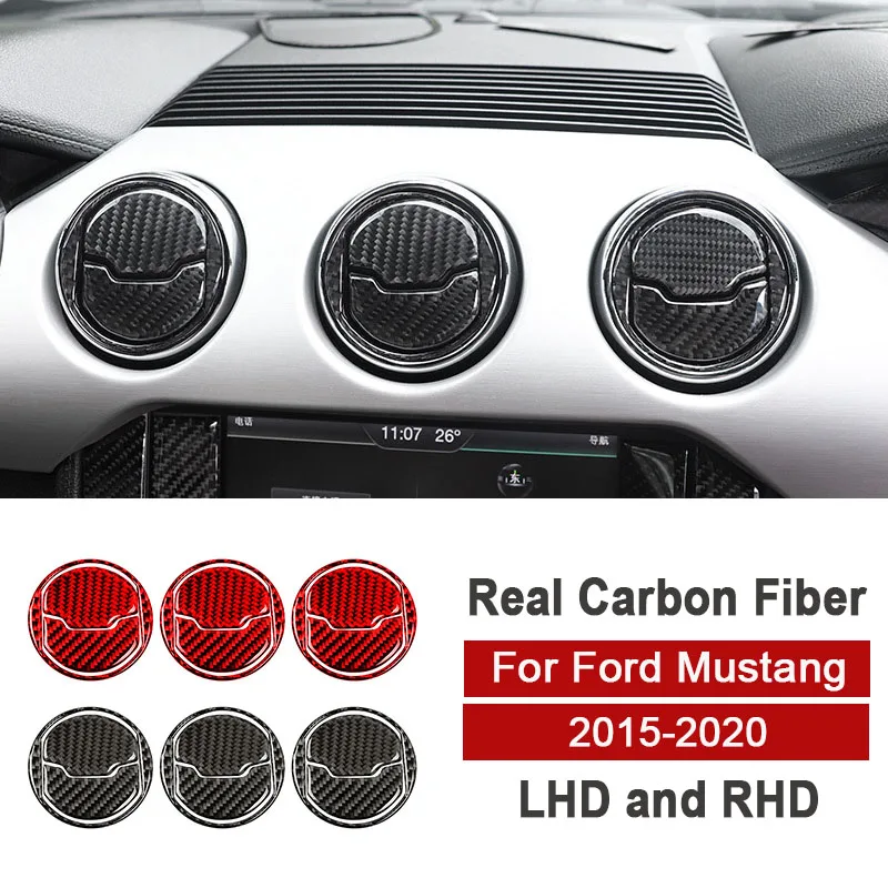 

For Ford Mustang GT 2015-2020 Car Central Dashboard Air Conditioner Outlet Vent Decor Cover Trim Auto Accessories Carbon Fiber