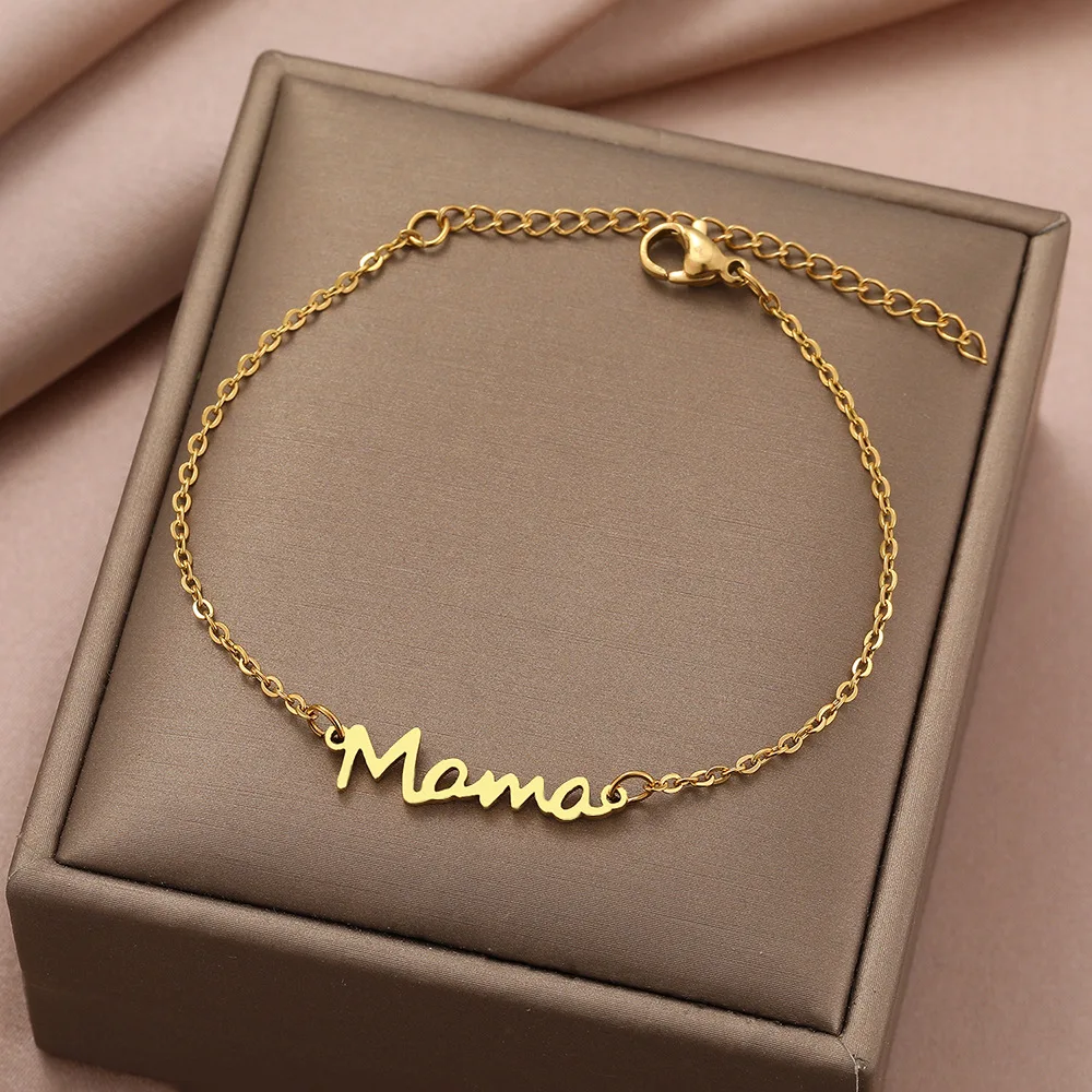 Mama Pendant Chains Bracelet Stainless Steel Bracelets Letter Fashion Charms Bracelet For Women Jewelry Party Mum Mother's Gifts metal bracelet stainless steel bracelet