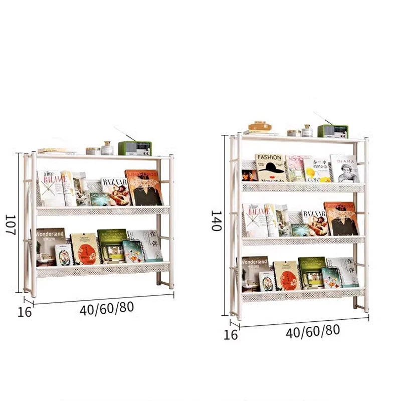 Standing Bookshelf Newspaper Magazine Storage Rack Books Periodicals Display Rack Living Room Retro Wall-mounted Bookcase FYMR
