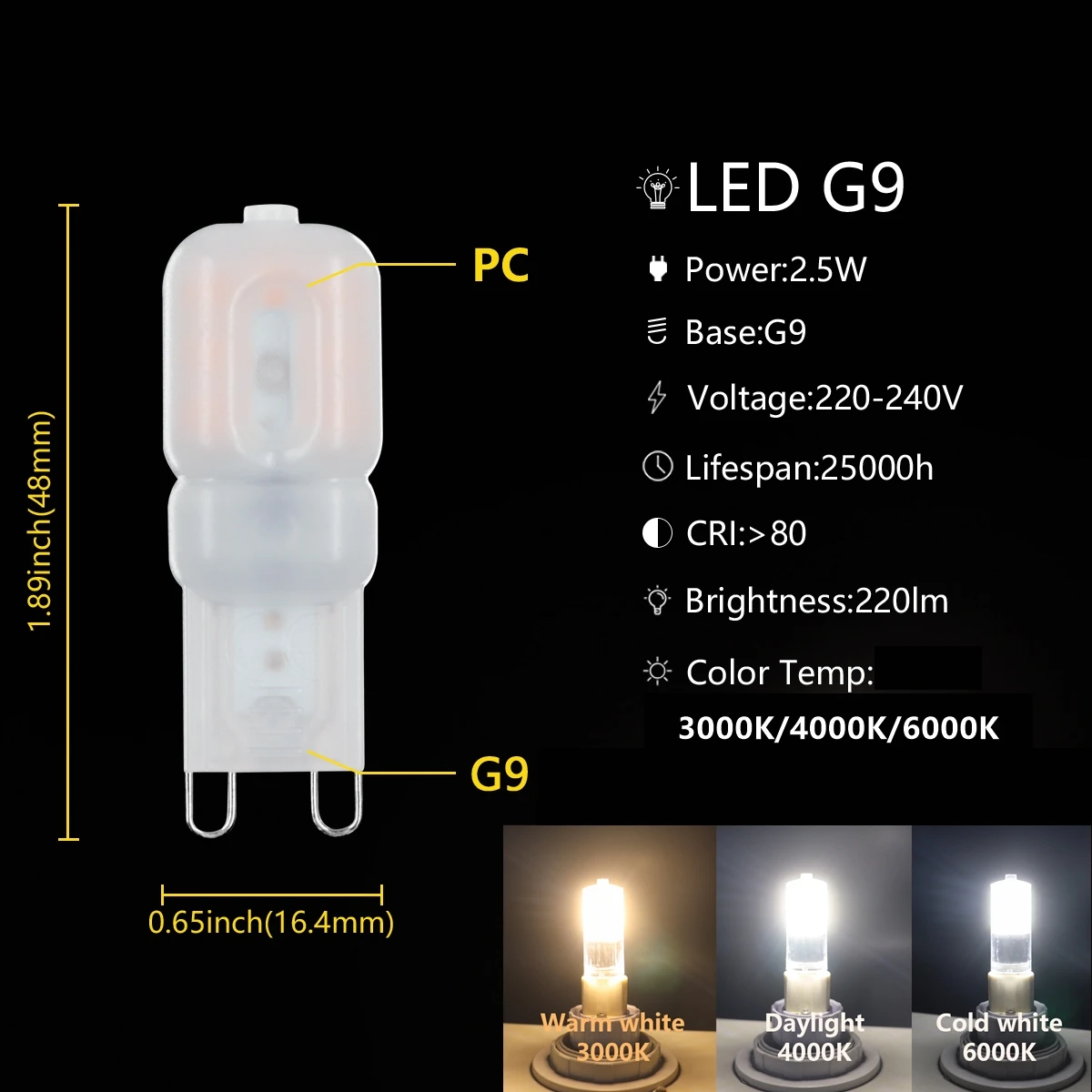 Ampoule LED G9/2,5W/230V 3000K
