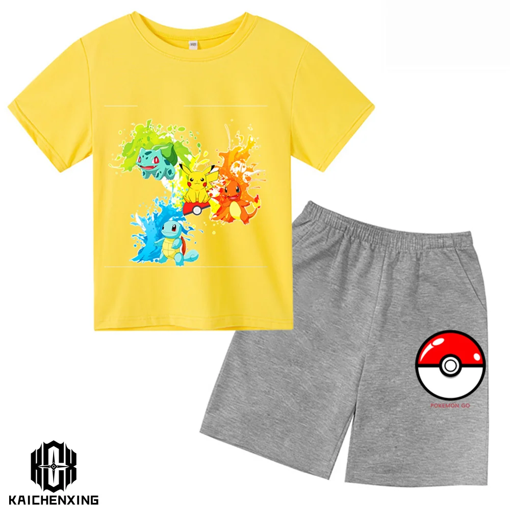 

Pikachu Gengar Charizard Cartoon Clothes Pokemon Summer Children T-shirt Casual Short Sleeve Anime Periphery Boys Birls Tops Tee