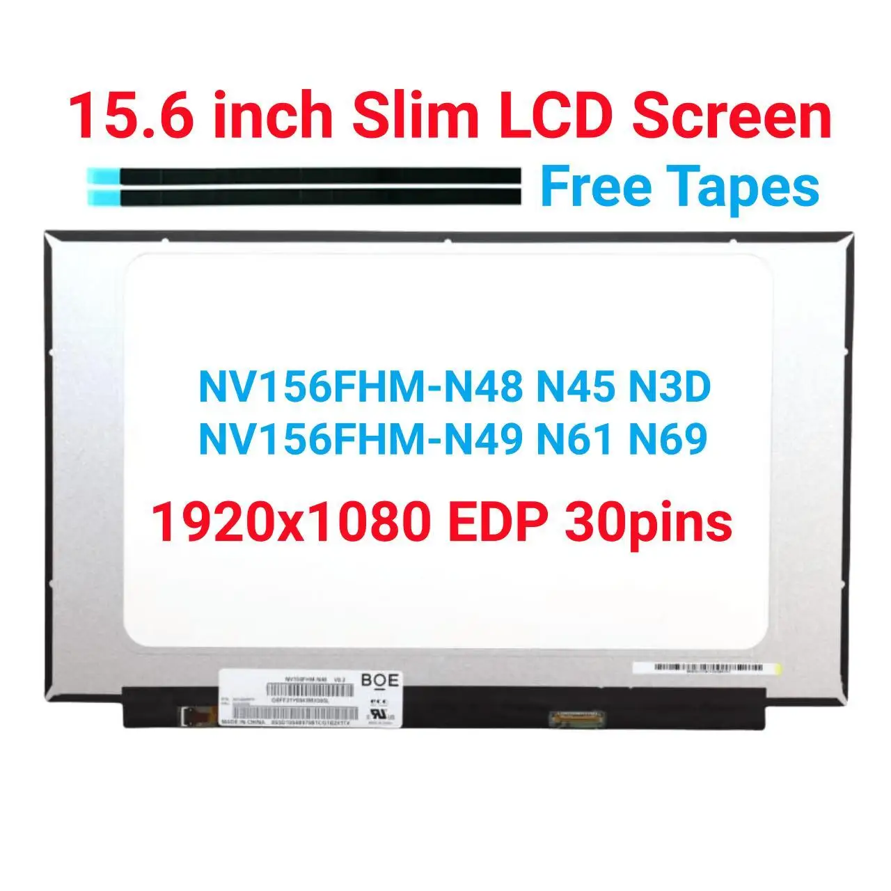 

15.6" NT156FHM-N61 NT156FHM-N62 B156HTN06.1 N156HGA-EA3 Laptop LCD FHD LED Screen 1920*1080 30pin