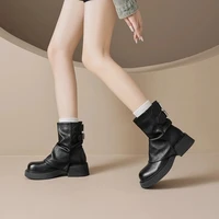 2025 New Women's Platform Ankle Boots - Buckle Detail Retro Chunky Heel Booties,Fall/Winter Fashion Low-Cut Boots - Image 3