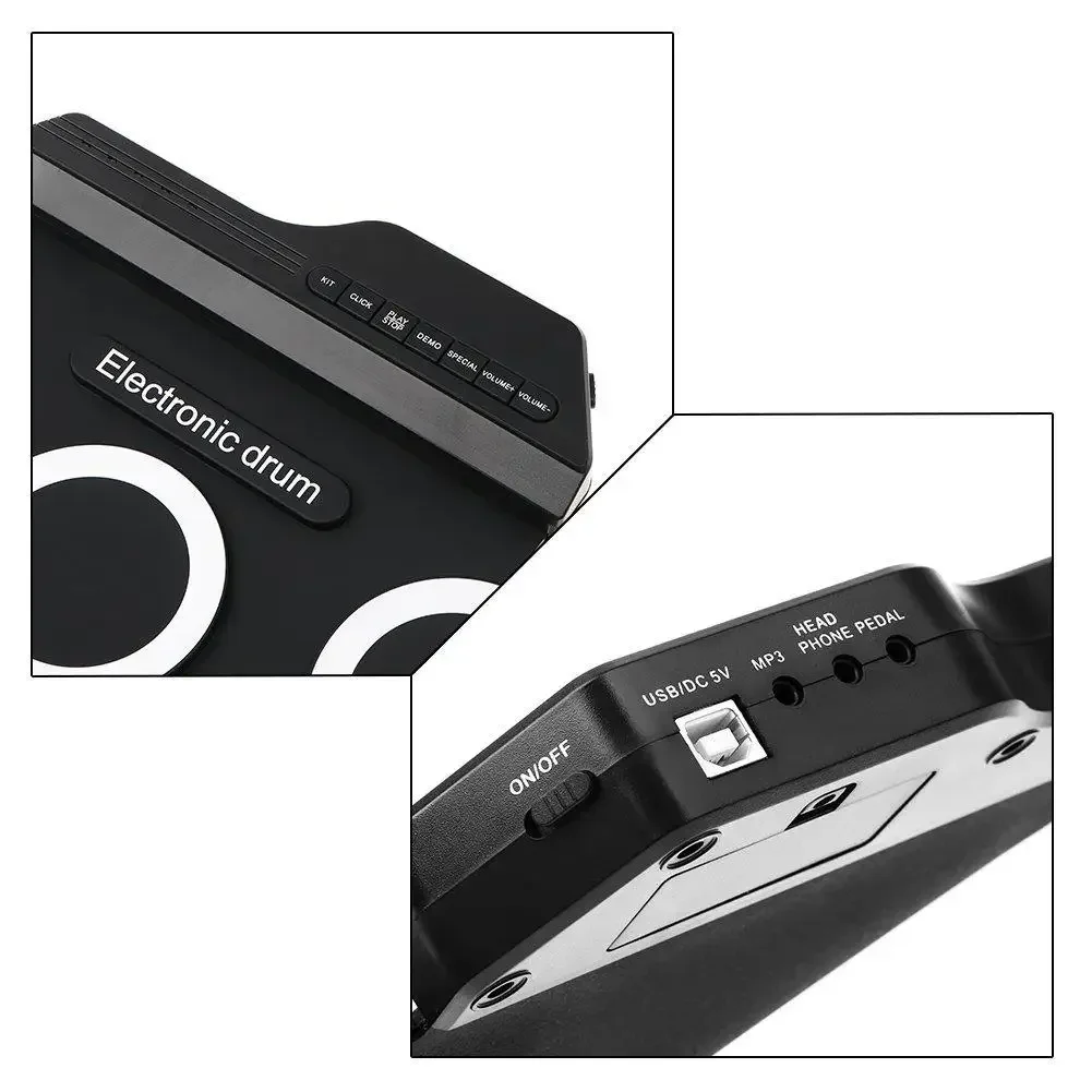Folding Silicone Hand Roll USB Electronic Drum Portable Practice Drums Pad Kit With Drumsticks Sustain Pedal