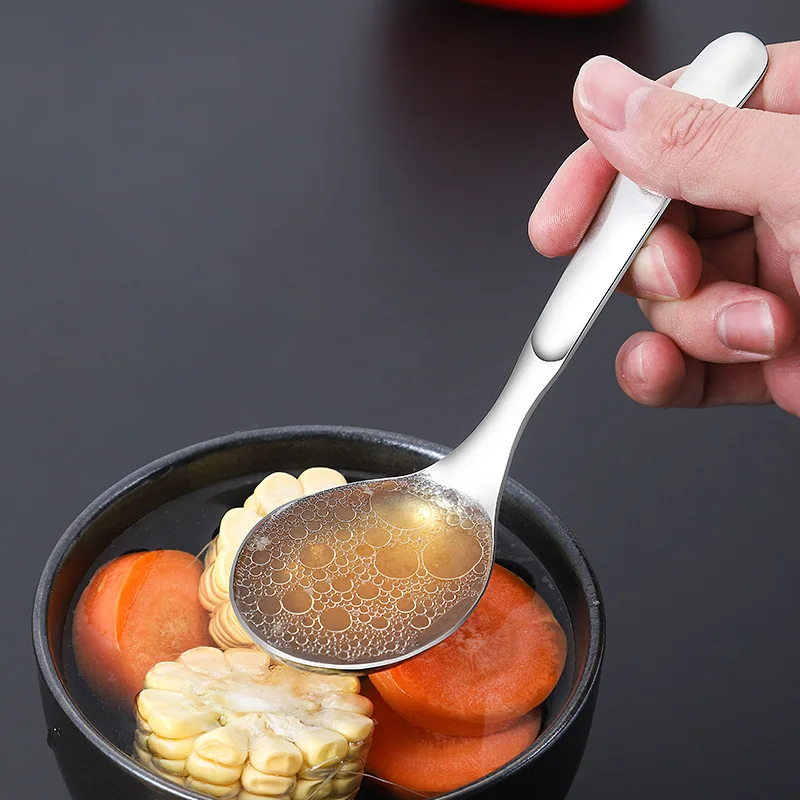 Stainless Steel Children Soup Rice Spoon Long Handle Ladle Round Head Tablespoons Home Tableware Novel Kitchen Accessories