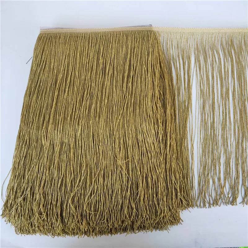 1Yards 50cm Long Gold Wire Fringe Lace Tassel Polyester Lace Trim Ribbon Sew Latin Dress Stage Garment Curtain DIY Accessories