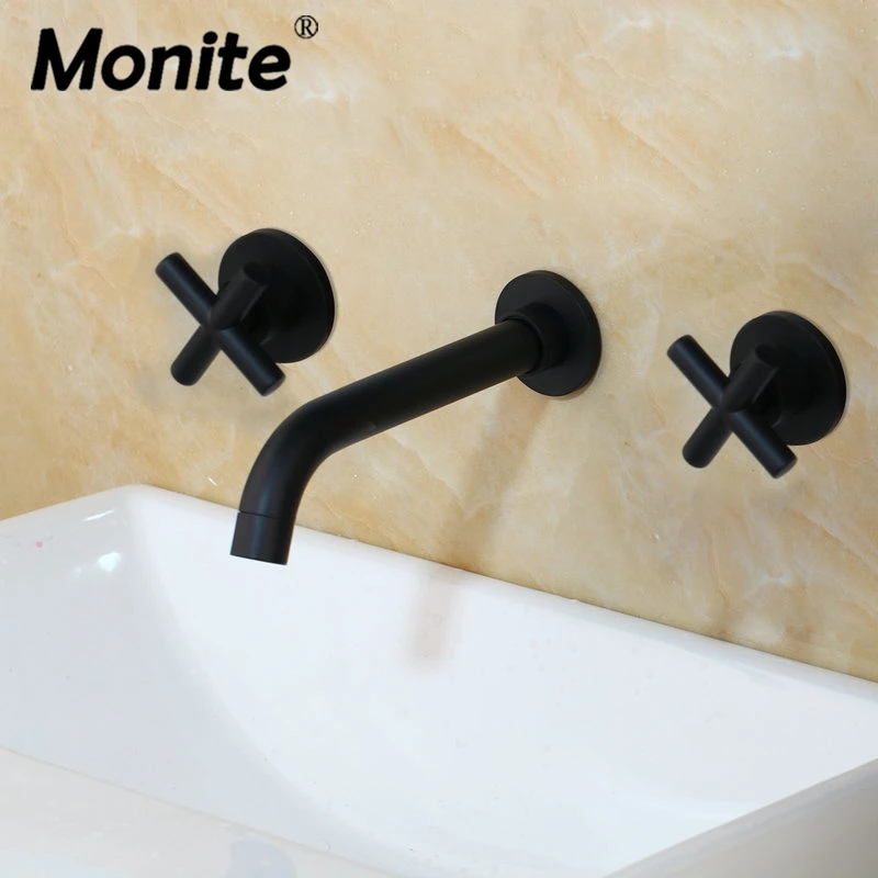 

Monite Black ORB Bathtub Basin Solid Brass Bathroom Sink Mixer Tap Faucet Joint Pipe Black Faucet 2 Handles Basin Sink Mixer Tap