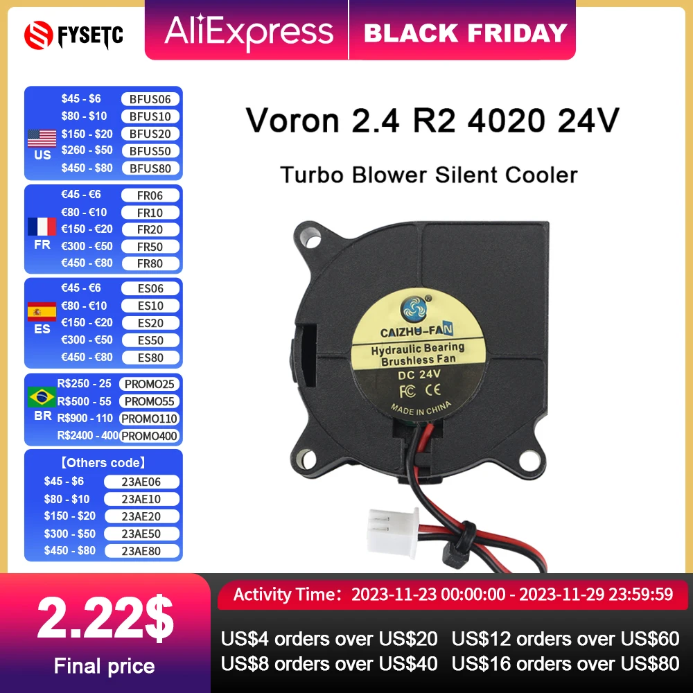 402024VCoolingFanTurboBlowerSilentFan3DPrinterParts2PinFor