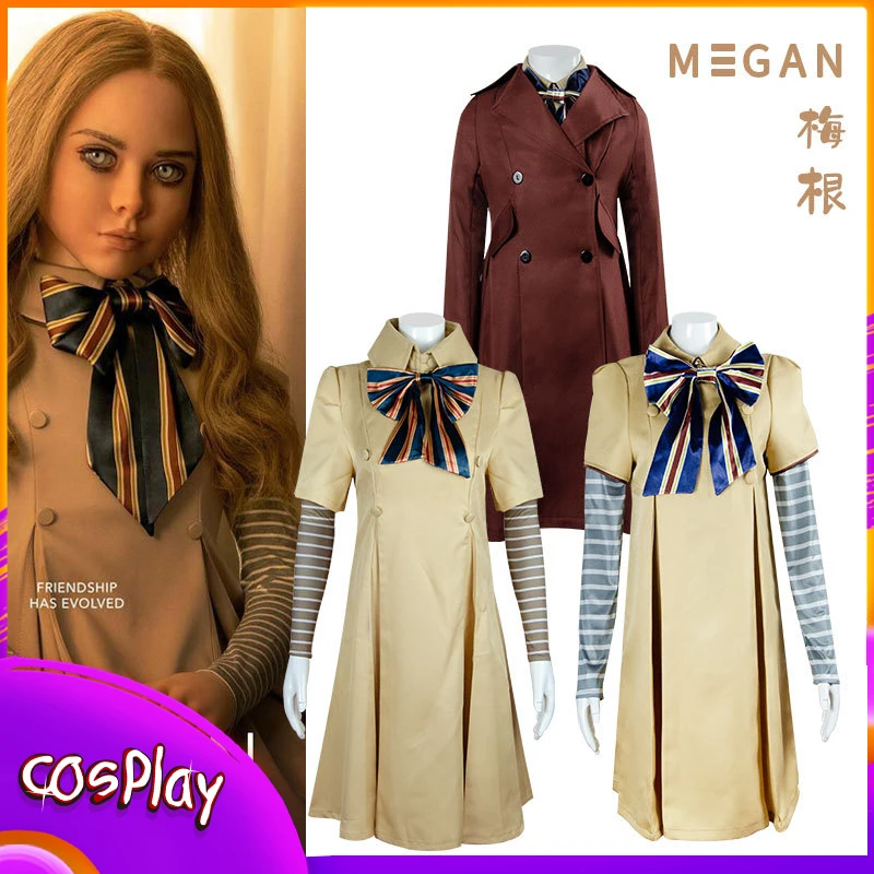 

Костюм для косплея M3gan, платье Меган, кукла-робот, юбка-топ, чулки, ужасный костюм для детей и взрослых