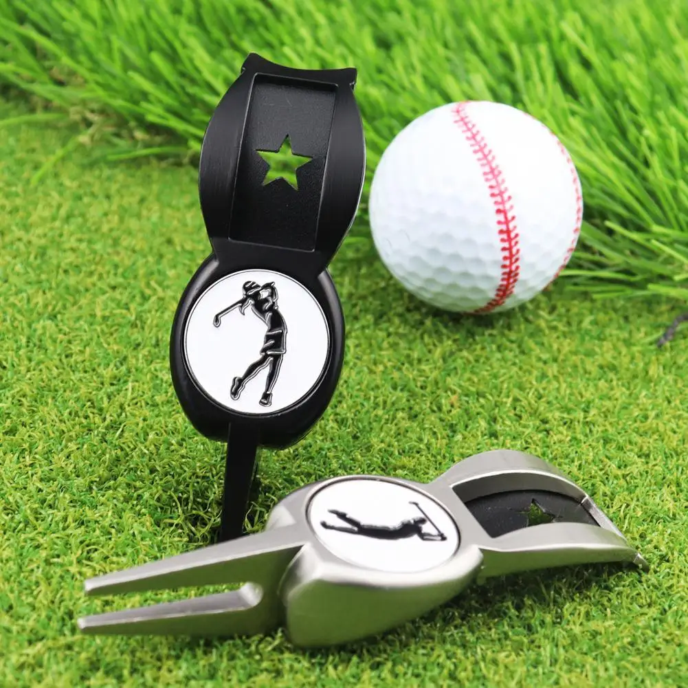 

Golf Fork 4 in 1 Detachable Mark/Scriber Grip High-Hardness Lawn Restoration Ergonomic Design Zinc Alloy Golf Green Divot Fork
