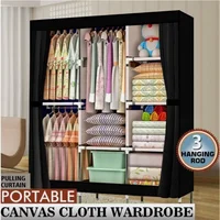 Canvas Wardrobe Dustproof Clothes Storage Dormitory Apartment Free Dust Bags US 1
