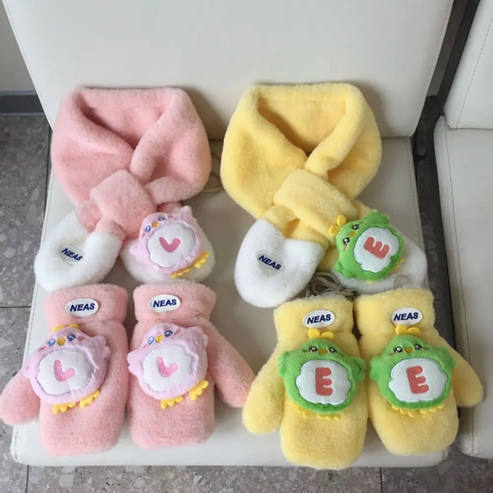Fashionable Soft Plush Scarf Glove Sets Warmth Thickening Plush Scarf Girl&Child Ornaments Unisex