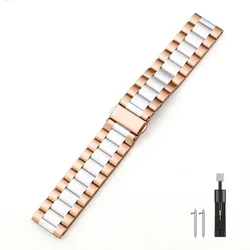 Premium 22mm Stainless Steel Metal Watch Strap Bracelet - COROS APEX 4 42mm (Rose gold white)