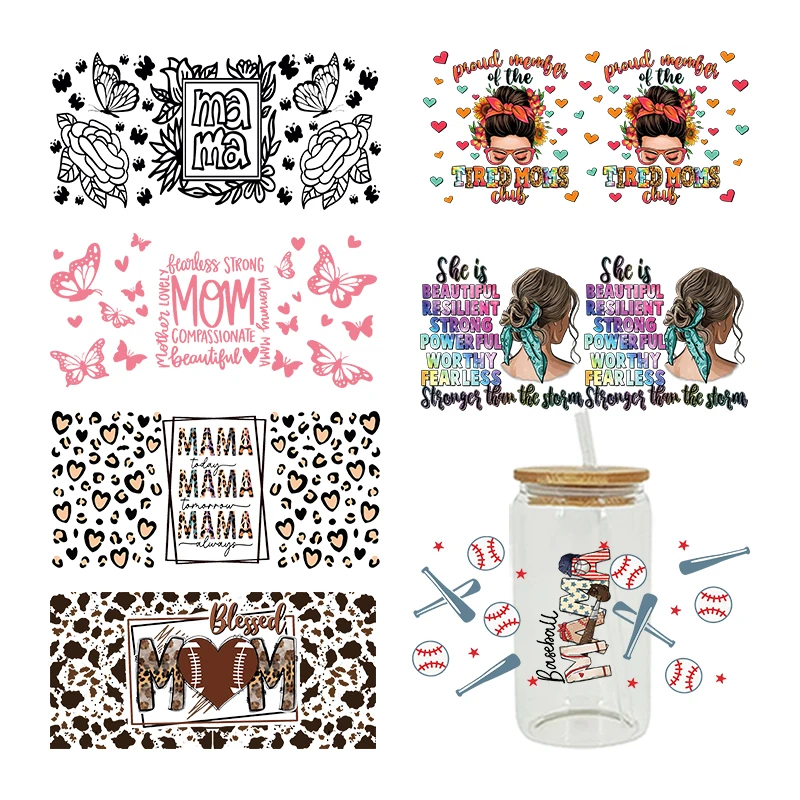3D UV DTF Transfers Stickers 16oz Cup Wraps Cartoon Mom Mother's Day Printed For DIY Glass Ceramic Metal Leather Etc. D12528