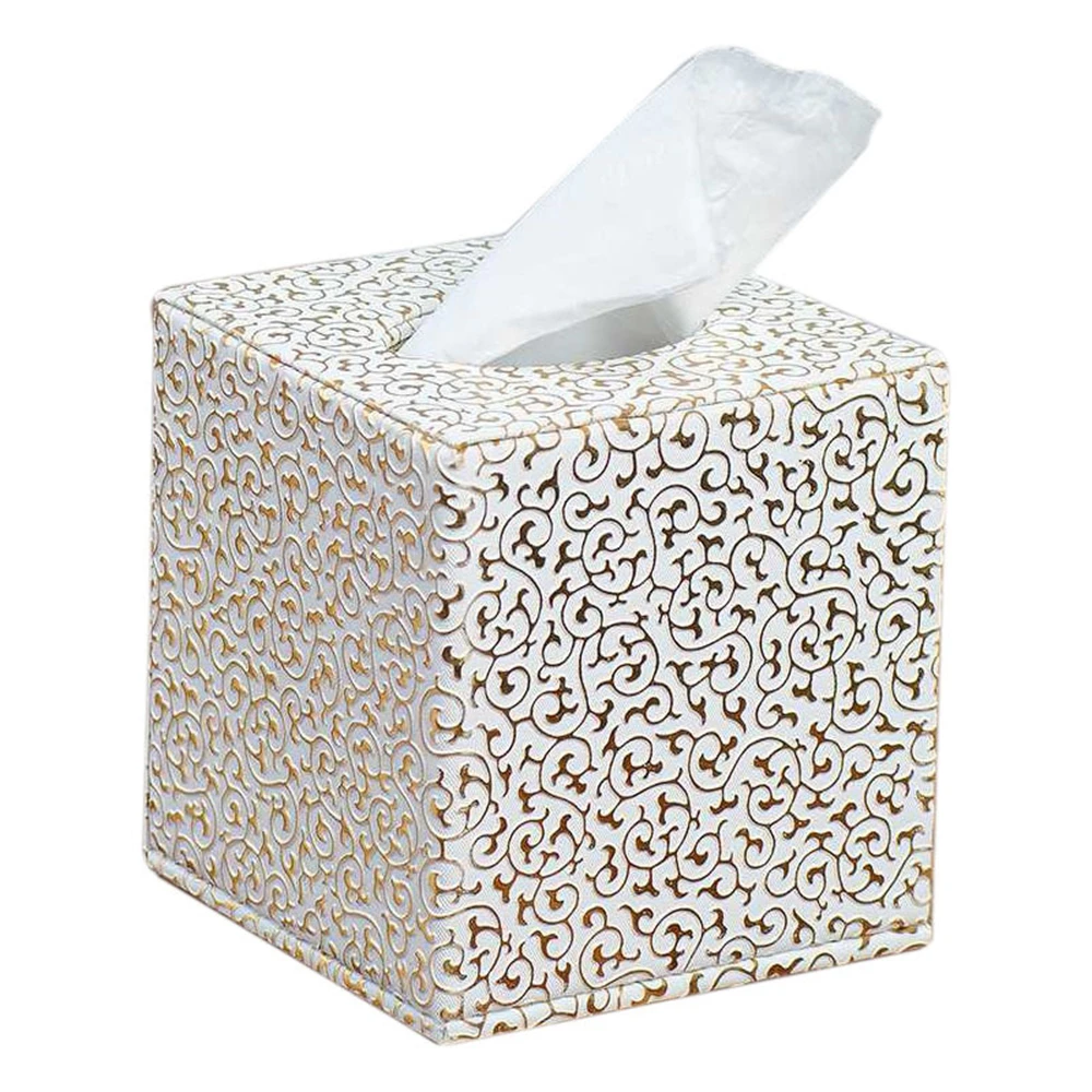 Creative Desktop Roll Paper Box, PU Leather Tissue Case, Cube Napkin Holder, Kitchen Pumping Tray, European Fashion Storage Box 5