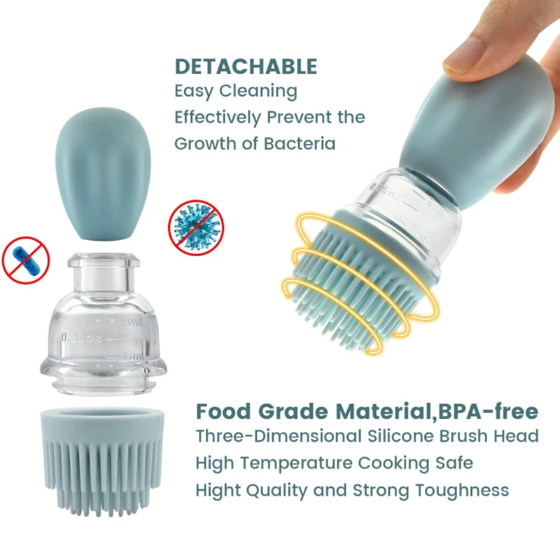 Kitchen Oil Bottle With Silicone Brush 2 In 1 Dropper Measuring Oil Dispenser Bottle For Kitchen Baking BBQ Grill Pastry Brushes