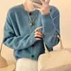 Japanese Sweet and Fresh Round Neck Colorful Button Knitwear Coat Academy Style Western Versatile Sweater Women's Cardigan 3