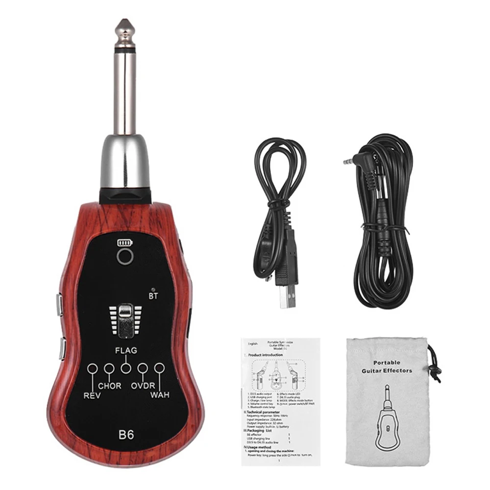 

B6 Mini Guitar Amplifier Headphone Amp Effector Bluetooth Rechargeable Electric Guitar Earphone Bluetooth receiver with 5 Effect