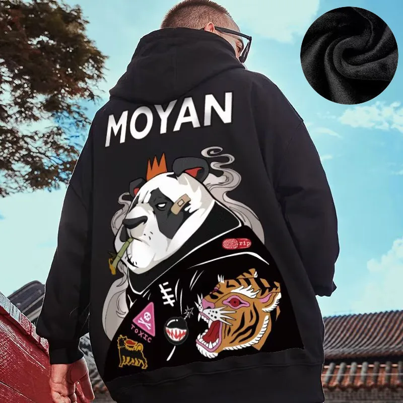 Hooded Sweater Men's Trendy Brand Large Size M-8XL Men's Autumn And Winter Style Plush And Thick Fat Hip-hop Pullover Jacket