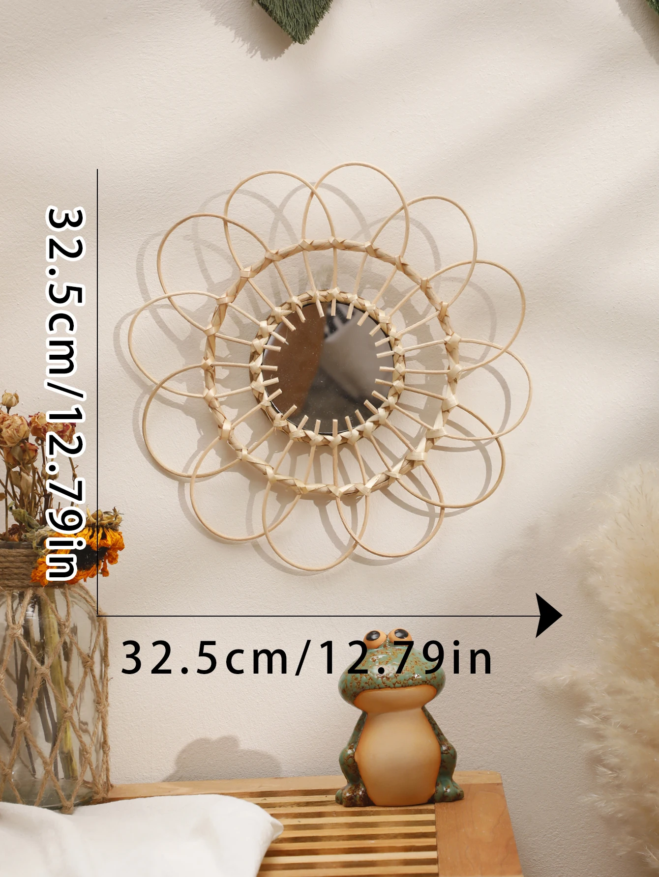 Handmade Wall Mirror Sun Flower Art Wall Hanging Decorative Mirror Room Decors Aesthetic Bedroom Living Room Decor Gift