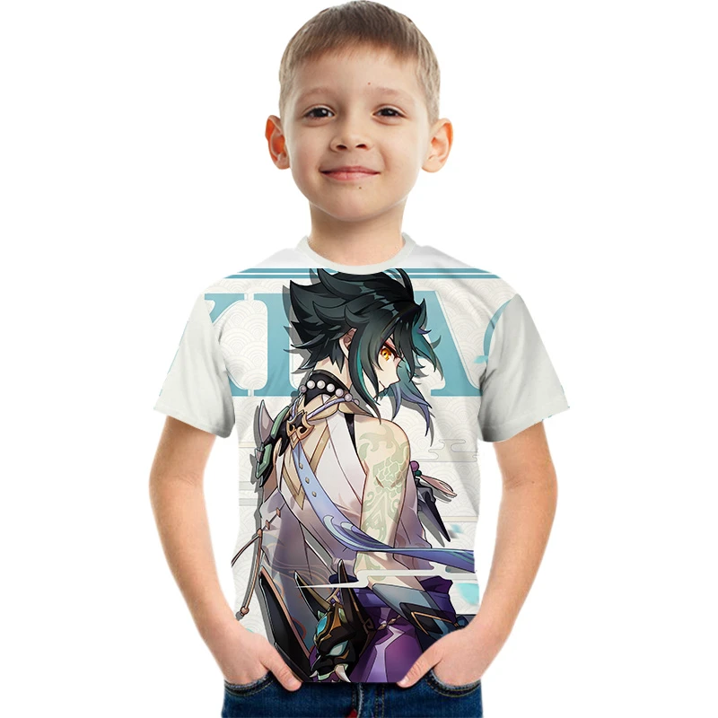 Camiseta de dibujos animados Genshin Impact para hombre, Camisetas estampadas Kawaii Xiao, camiseta Xiao Genshin Unisex, camisetas de Hip camiseta Harajuku para hombre| AliExpress