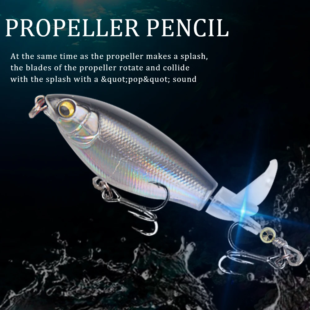 1Pcs Quality Whopper Plopper Wobblers 7.5cm 6.5g Topwater Popper Fishing Lure Hard Bait Rotating Soft Tail Fishing Tackle 5